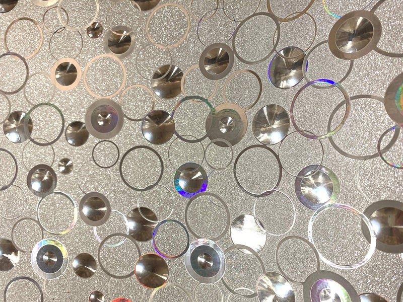 Dundee Deco AZ-G020 Geometric Glitter Light Silver, Yellow, Blue Circles Peel and Stick Self Adhesive Removable Wallpaper, Roll 18 ft. X 18 in. (5.5m X 45cm), 26.6 sq. ft. (2.5 sq. m) - Image 3